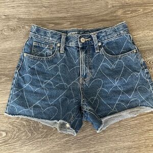Old Navy Blue Heart Print Jean Shorts